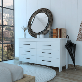 Wezz 6 Drawer Double Dresser, White Finish