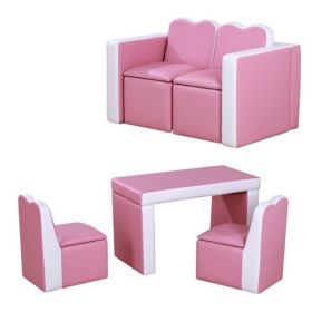 Kids 2-in-1 Sofa Set-Pink