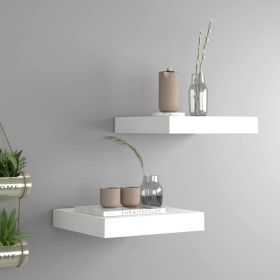 Floating Wall Shelves 2 pcs White 9.1"x9.3"x1.5"