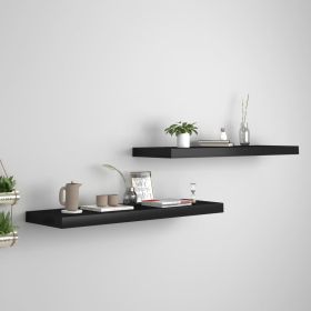 Floating Wall Shelves 2 pcs Black 31.5"x9.3"x1.5"