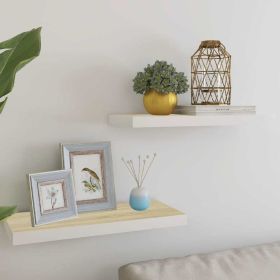 Floating Wall Shelves Oak and White 23.6"x9.3"x1.5"