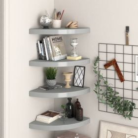 Floating Corner Shelves 4 pcs Gray 13.8"x13.8"x1.5"