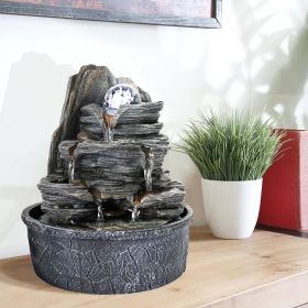 9.8" Indoor Tabletop Cascading Fountain with Led Light & Crystal Ball