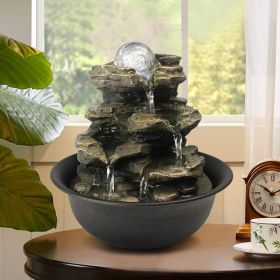 8.3 inches Rock Cascading Tabletop Fountain with LED Light