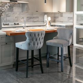 Contemporary Wing-Back Barstools with Button Tufted Decoration