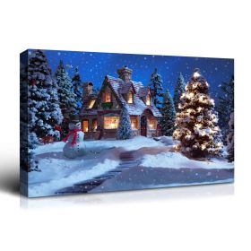 Christmas Tree in Forest Framed Canvas Wall Art