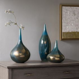 Blue and Bronze Decorative Glass Vases