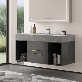 39.4'' Wall Mounted Vanity with Faux Marble Vanity Top