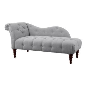 Traditional Chaise Button Tufted with Dove Gray Upholstery