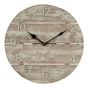 La Crosse Clock 12-inch Sun Washed Wood Brown Quartz Analog Clock