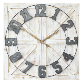 Stratton Home Decor Rustic Farmhouse 31" Square Analog Wall Clock