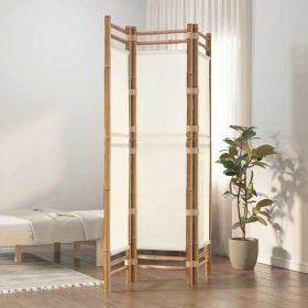 47.2" 3-Panel Room Divider Bamboo and Canvas