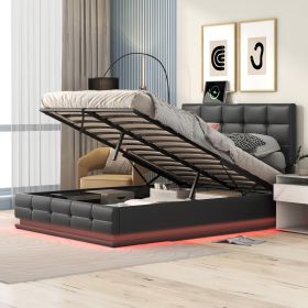 Platform Bed with Hydraulic Storage System and LED Lighting