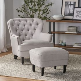 Contemporary Light Grey Club Chair and Ottoman