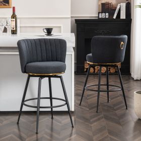 High-Back, Adjustable Gray Swivel Bar Stools