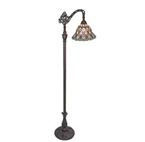 62" Adjustable Shade Tiffany Style Floor Lamp