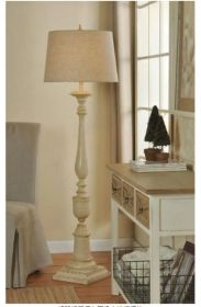 65" Distressed Off-White Floor Lamp with Oatmeal Fabric Cover Shade