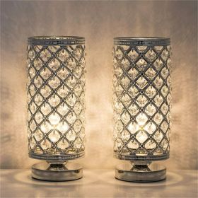 Crystal Table Lamps - Set of 2 with Clear Crystal Lamp Shade; Silver