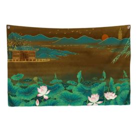 Chinese Lotus Wall Tapestry ; 39x51 inch