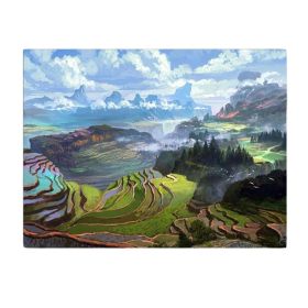 Terraced Field Landscape Tapestry; 43x59 inch