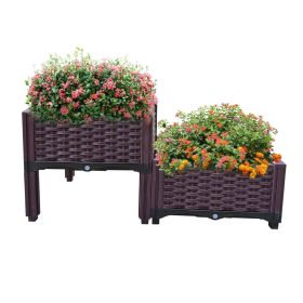 2 Piece Plastic Raised Planter Grow Boxes