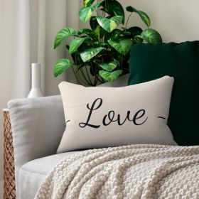 Double Sided Decorative Throw Pillow / Love - Beige Black