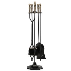 31" 5 Pieces Metal Fireplace Tool Set with Stand