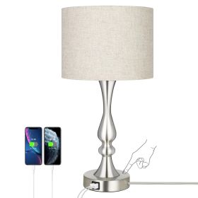 Touch Control Table Lamp; 3 Way Dimmable with 2 USB Ports