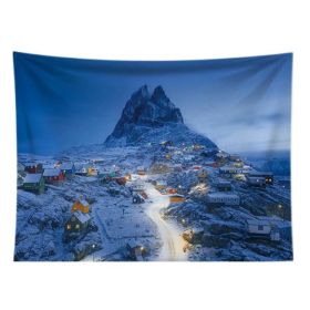 Snowy Mountain Nightscape Tapestry; 43x59 inch