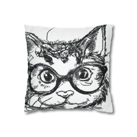 Decorative Throw Pillow Covers With Zipper - Cat Art Sketch Print