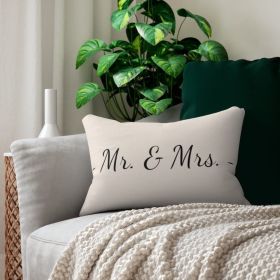 Double Sided Throw Pillow / Mr. & Mrs. - Beige Black