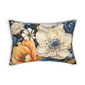 Decorative Lumbar Throw Pillow - Blue Floral Print