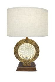 28" Antique polyresin Table Lamp with floating crystal decor in center