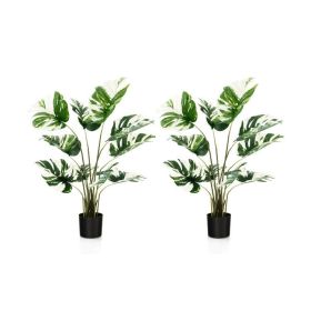 2 Pack, 4 Feet Artificial Monstera Deliciosa Plants