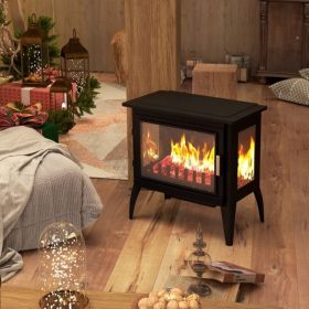 24" Freestanding Electric Fireplace with Realistic Flame