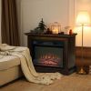 31 inch Brown Electric Fireplace Heater Dimmable Flame Effect and Mantel