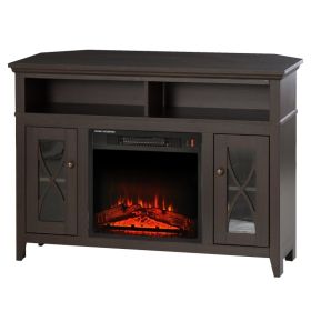 Espresso Electric Fireplace Mantel TV Stand w/ Adjustable Shelves