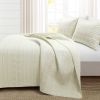 Full/Queen Scandinavian Chevron Ivory Beige Reversible Cotton Quilt Set