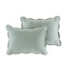 King Size 3 Piece Reversible Scalloped Edges Microfiber Quilt Set in Seafoam