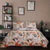 Twin 2-Piece Blue Beige Birds Animals Floral Reversible Quilt Set