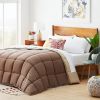 Twin All Seasons Beige/Brown Reversible Polyester Down Alternative Comforter