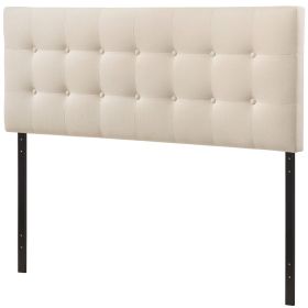 Full size Ivory Fabric Upholstered Button-Tufted Headboard