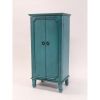 Vintage Turquoise Hand Painted Jewelry Armoire with Antique Drawer Pulls