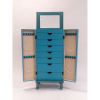 Vintage Turquoise Hand Painted Jewelry Armoire with Antique Drawer Pulls