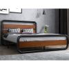 Heavy Duty Industrial Modern Metal Wood Platform Bed Frame with Headboard