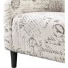 Letter Print French Upholstered Barrel Chair and Ottoman Set