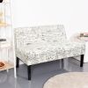 Modern Loveseat Sofa with Off-White Cursive Pattern Upholstery