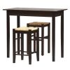 3 Piece Espresso Dining Set with Table and 2 Backless Stools