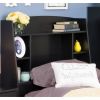 Twin size Bookcase Storage Headboard in Black Wood Finish