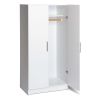 White 2-Door Wardrobe Cabinet with Hanging Rail and Storage Shelf